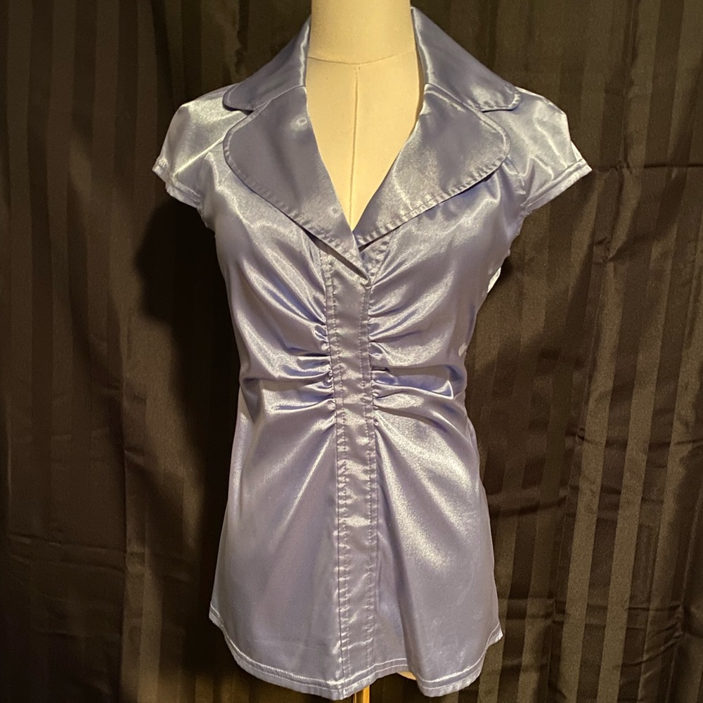 Le Chateau Satin Look Blouse in Shimmering Lavender